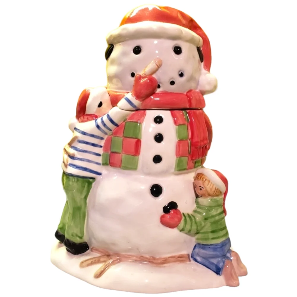 Vtg 2002 Snowman Cookie Jar In Original Box Unused